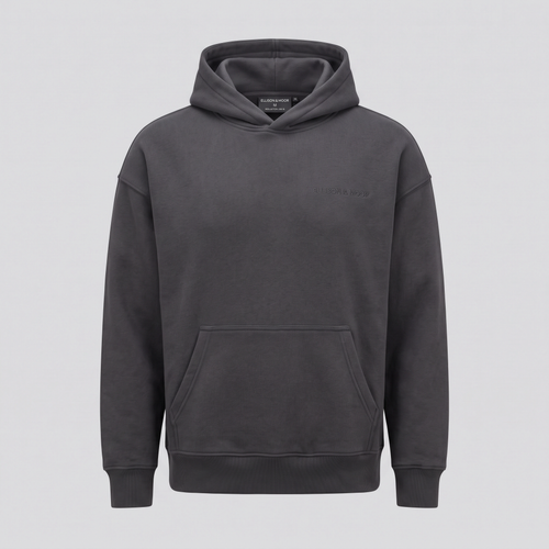 Hoodie lourd, charbon, vue de face — ELLISON & MOOR