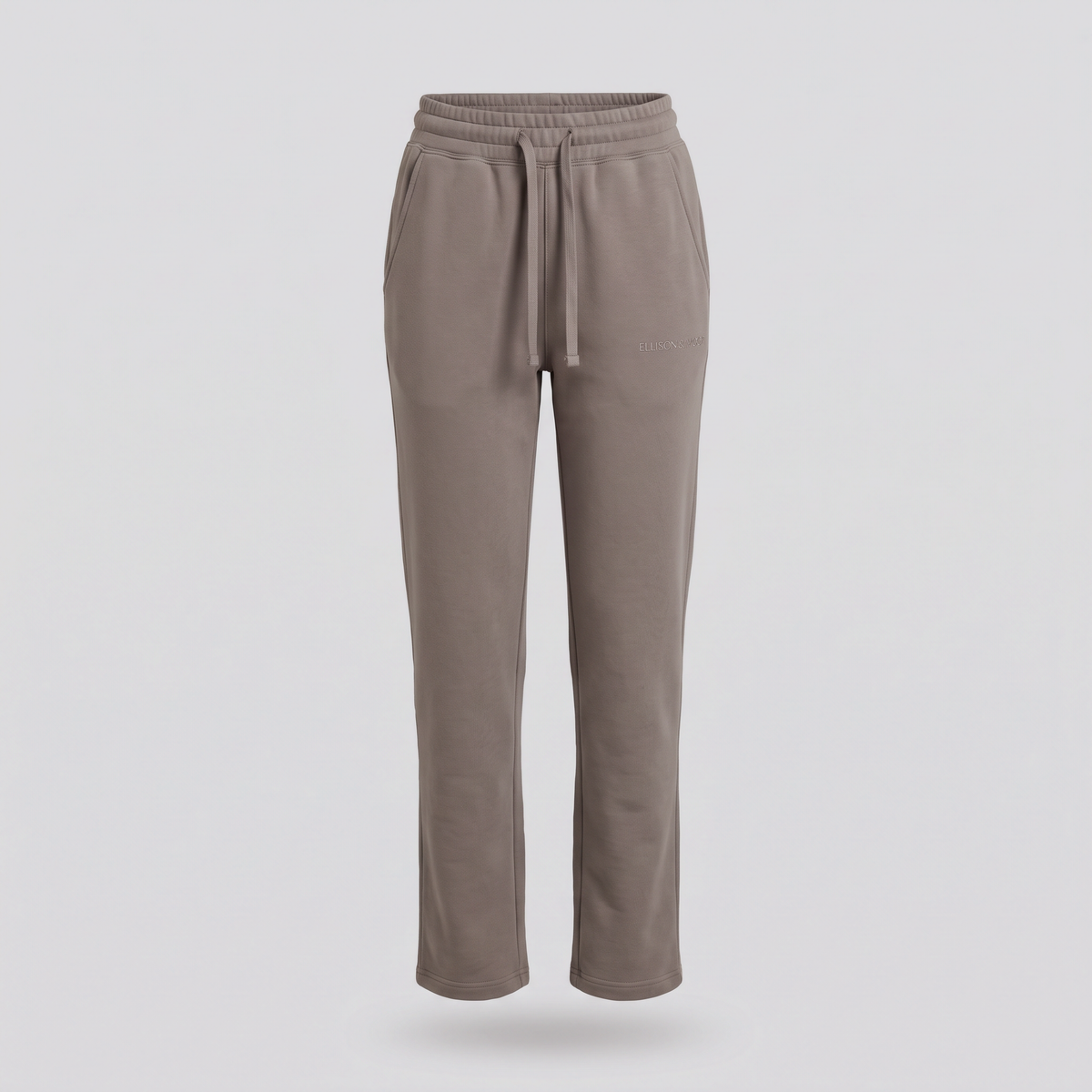 Jogging droit, taupe, vue de face — ELLISON & MOOR