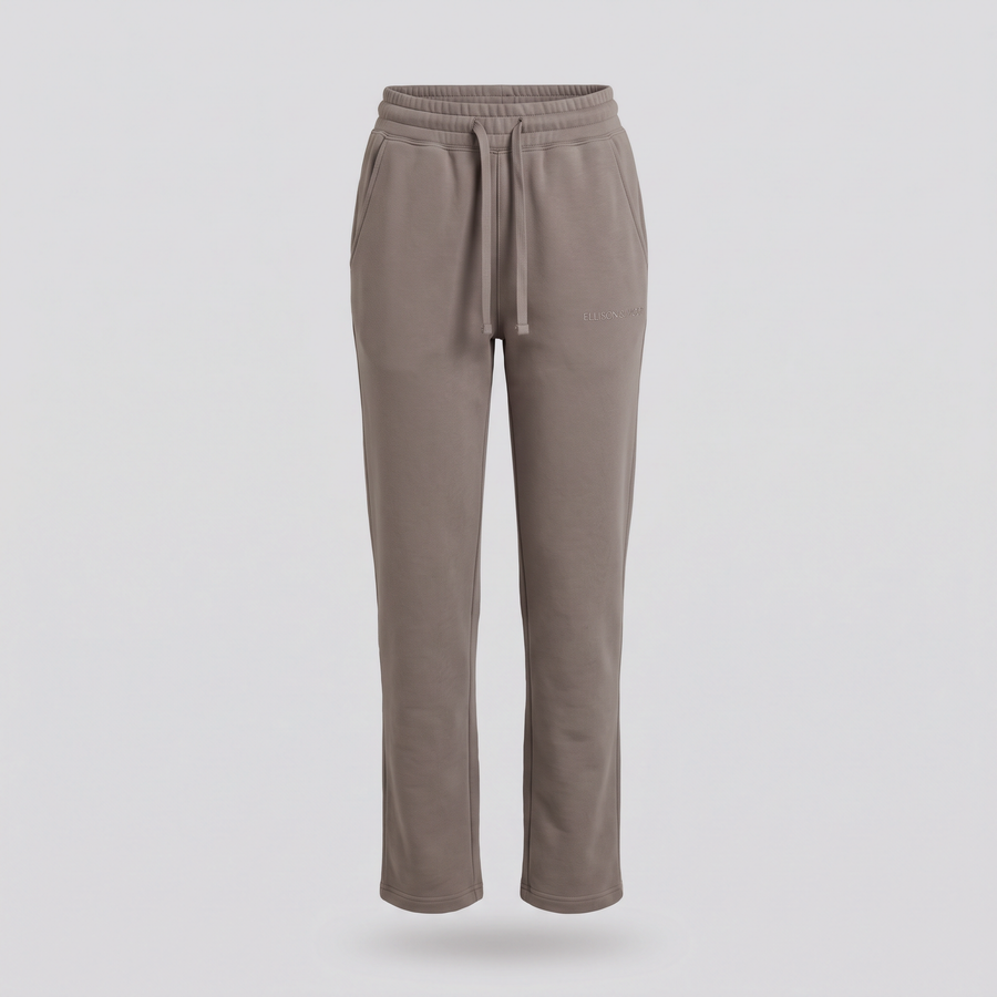 Jogging droit, taupe, vue de face — ELLISON & MOOR