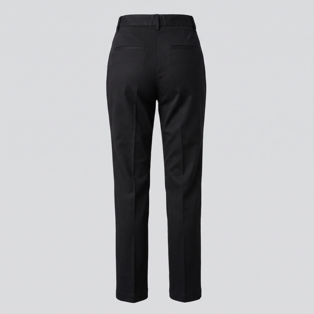 Pantalon droit taille haute, noir, vue de dos — ELLISON & MOOR
