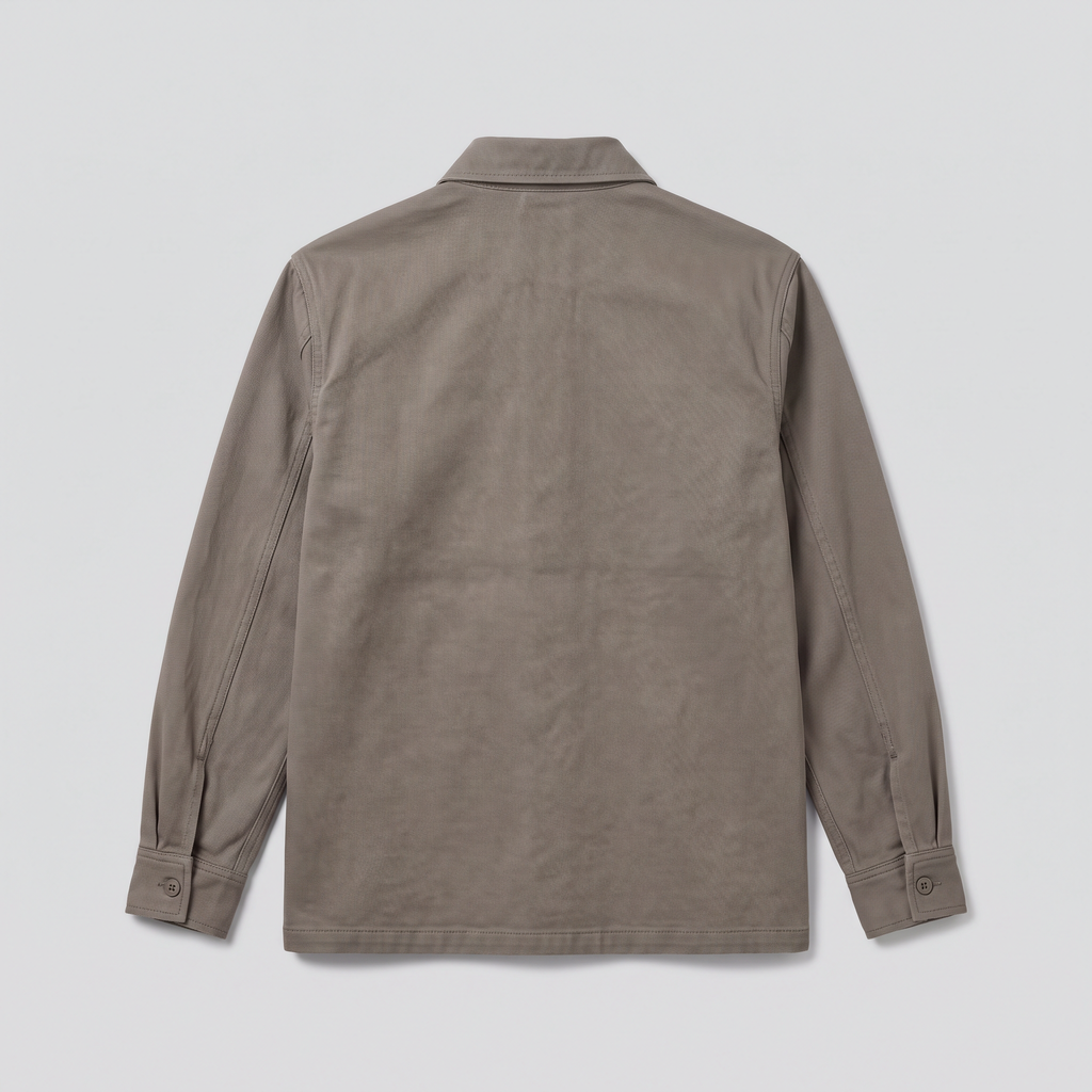 Surchemise en sergé, taupe, vue de dos — ELLISON & MOOR
