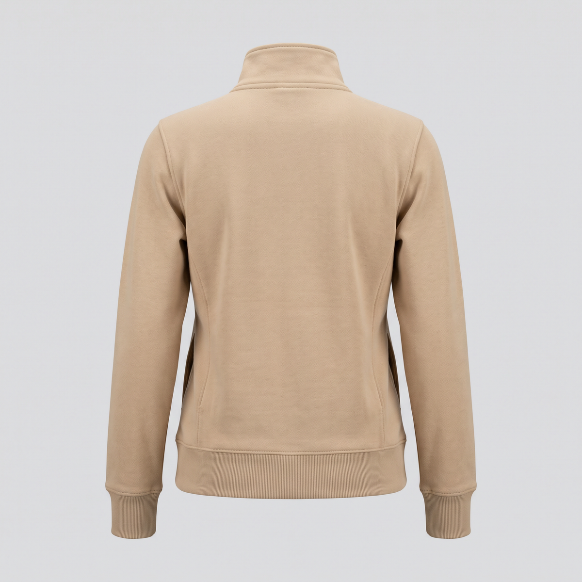 Sweat zippé, sable, vue de dos — ELLISON & MOOR